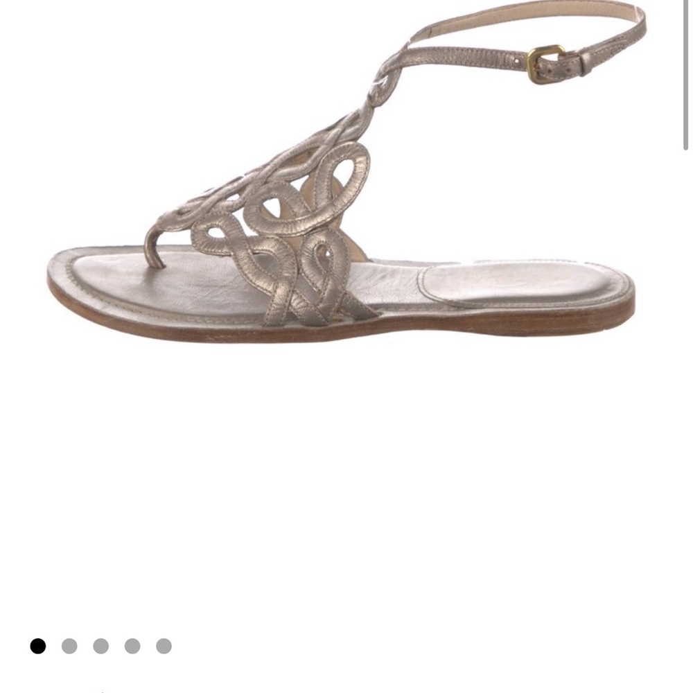 Prada Silver Sandals with Ankle Strap and Woven Design